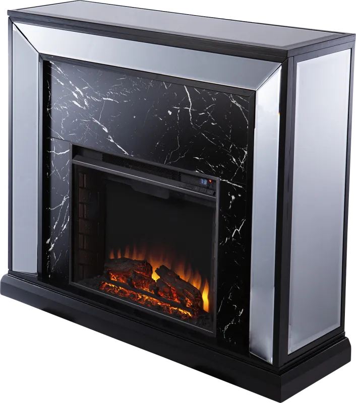Levering II Black 44 in. Console, With Electric Log Fireplace