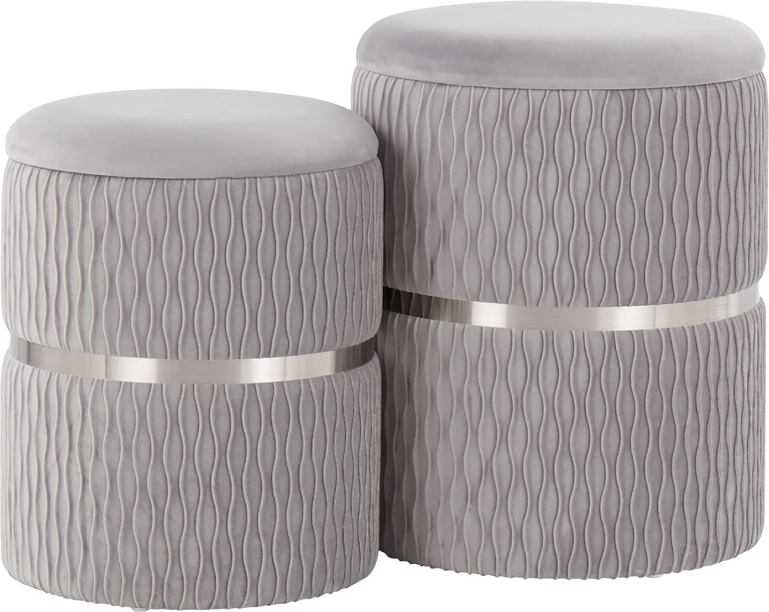 Lincoya Silver Ottoman, Set of 2 - Thumbnail - Image 1