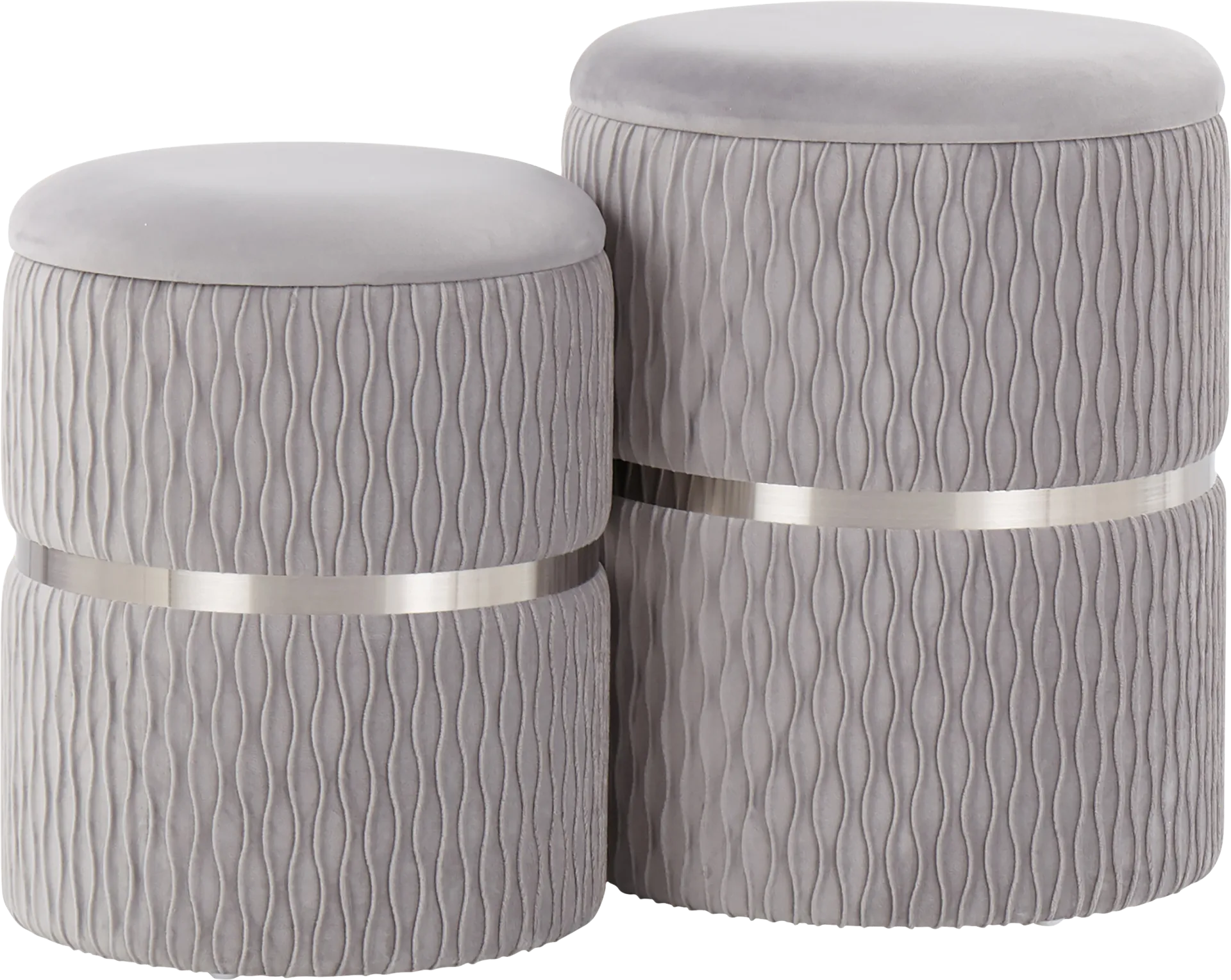 Lincoya Silver Ottoman, Set of 2 - Image 1