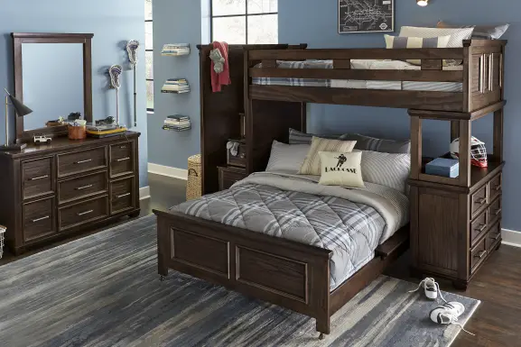 Kids Canyon Lake Java Twin/Twin Step Loft with Dresser