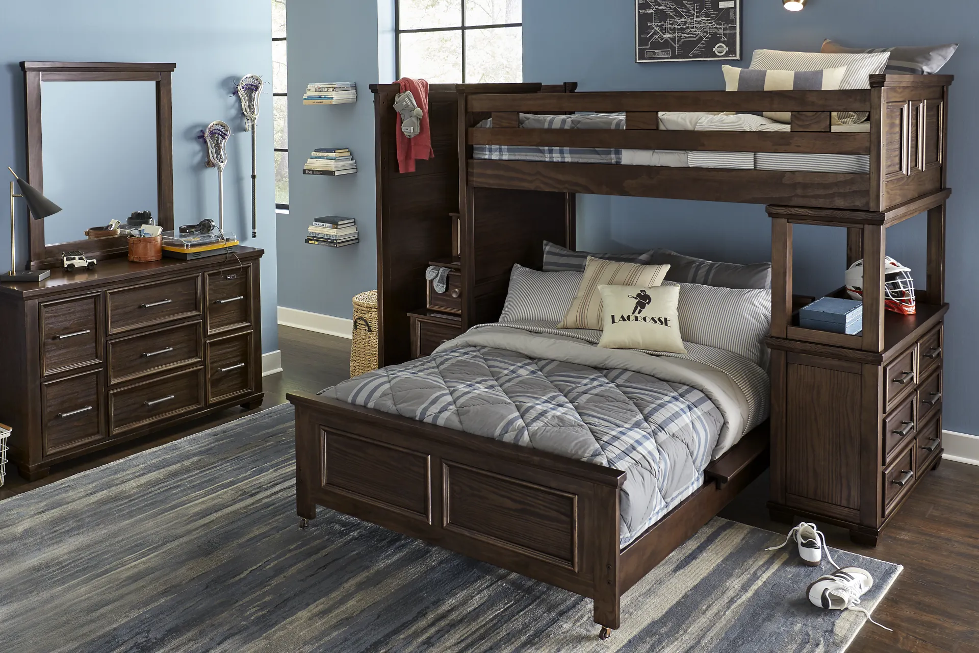 Kids Canyon Lake Java Twin/Full Step Loft with Dresser - Image 1