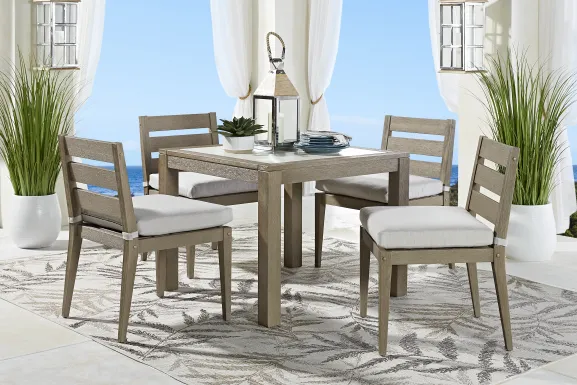 Lake Tahoe Gray 5 Pc Square Outdoor Dining Set with Seagull Cushions