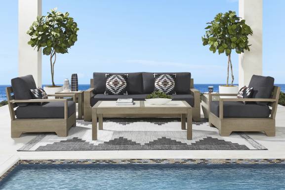 Lake Tahoe Gray Outdoor Sofa with Charcoal Cushions