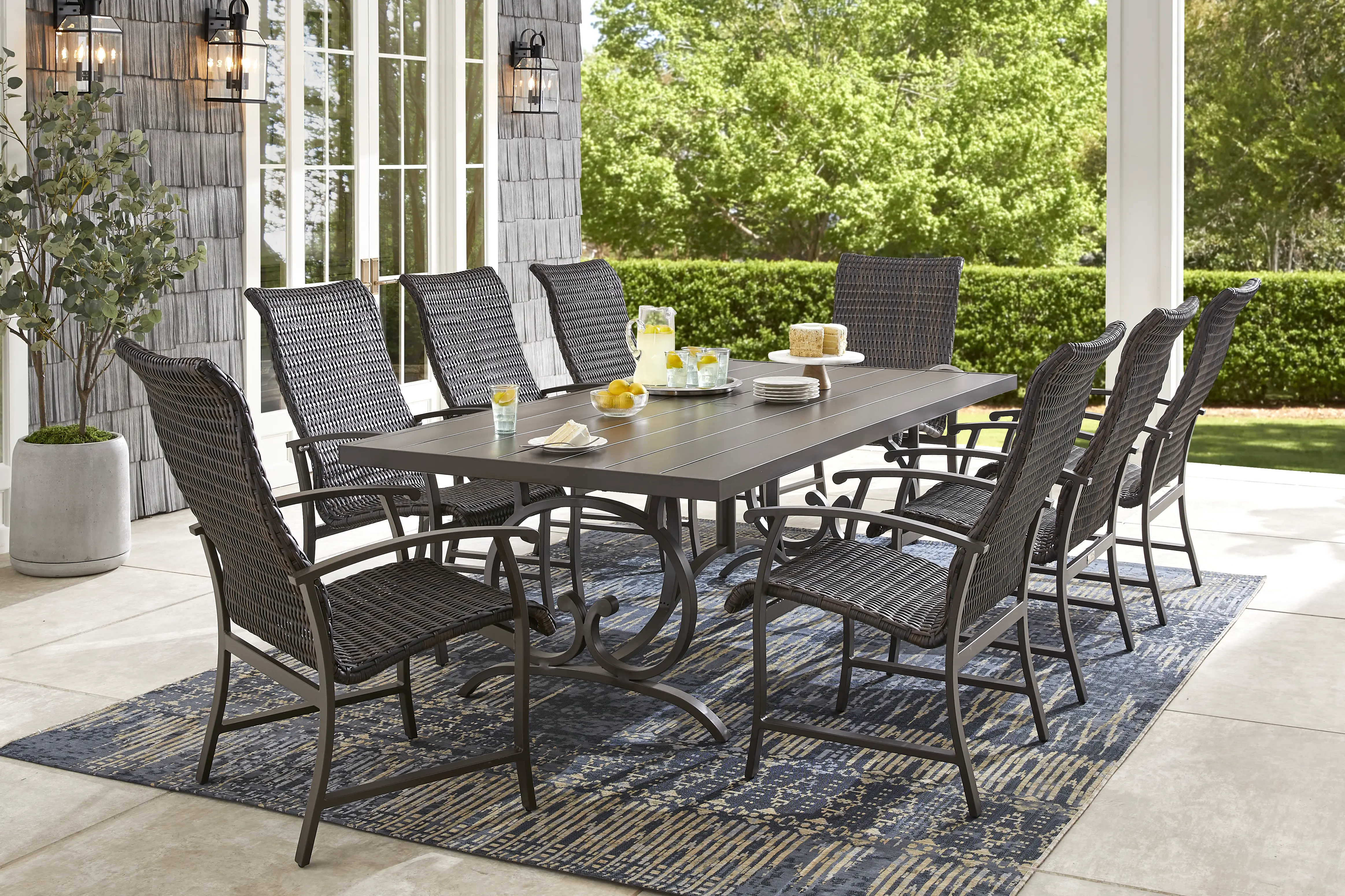 Lake Breeze Aged Bronze Black Wicker Outdoor Dining Chair - Thumbnail - Image 2