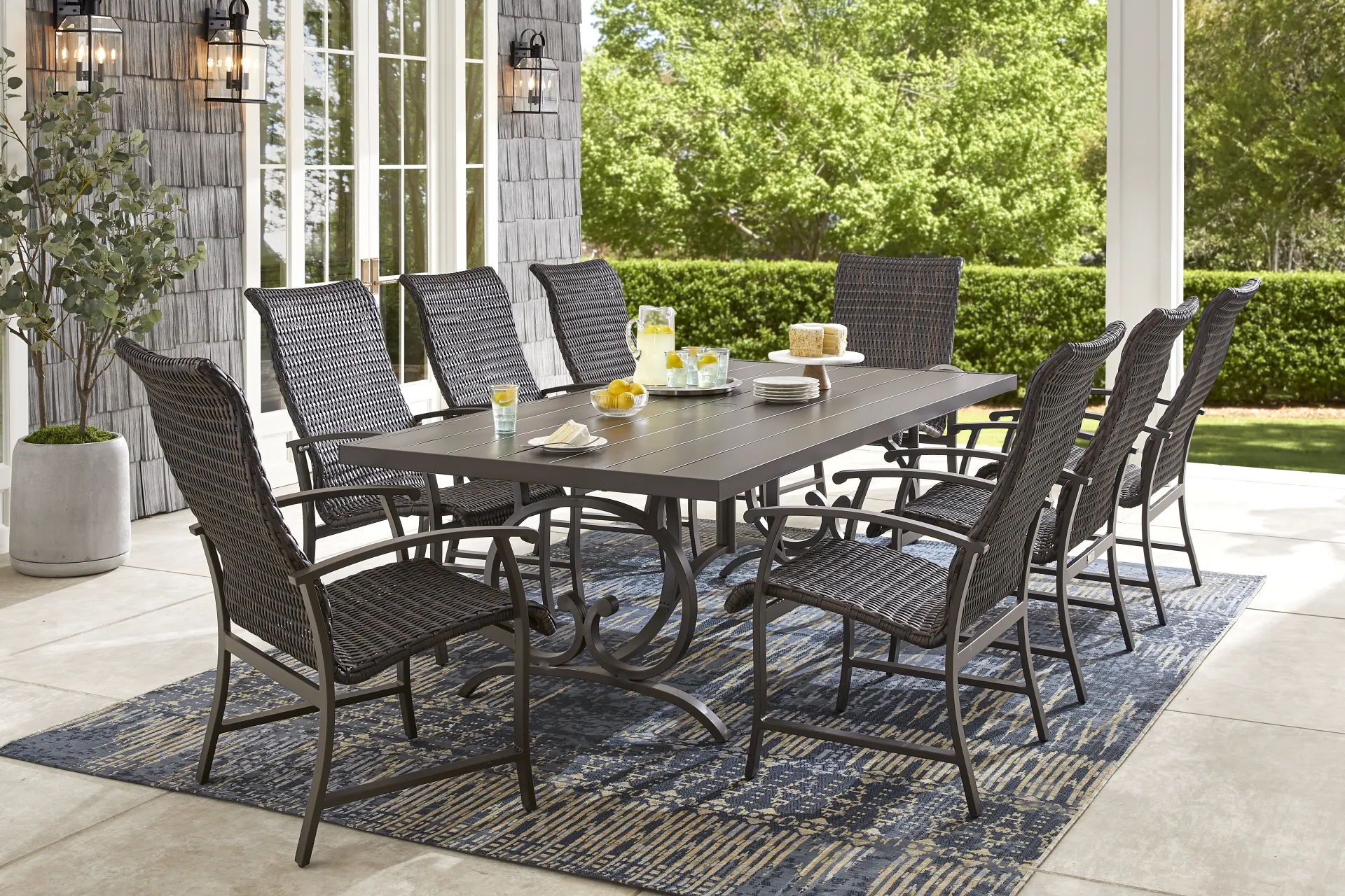 Lake Breeze Aged Bronze Black Wicker Outdoor Dining Chair - Image 1
