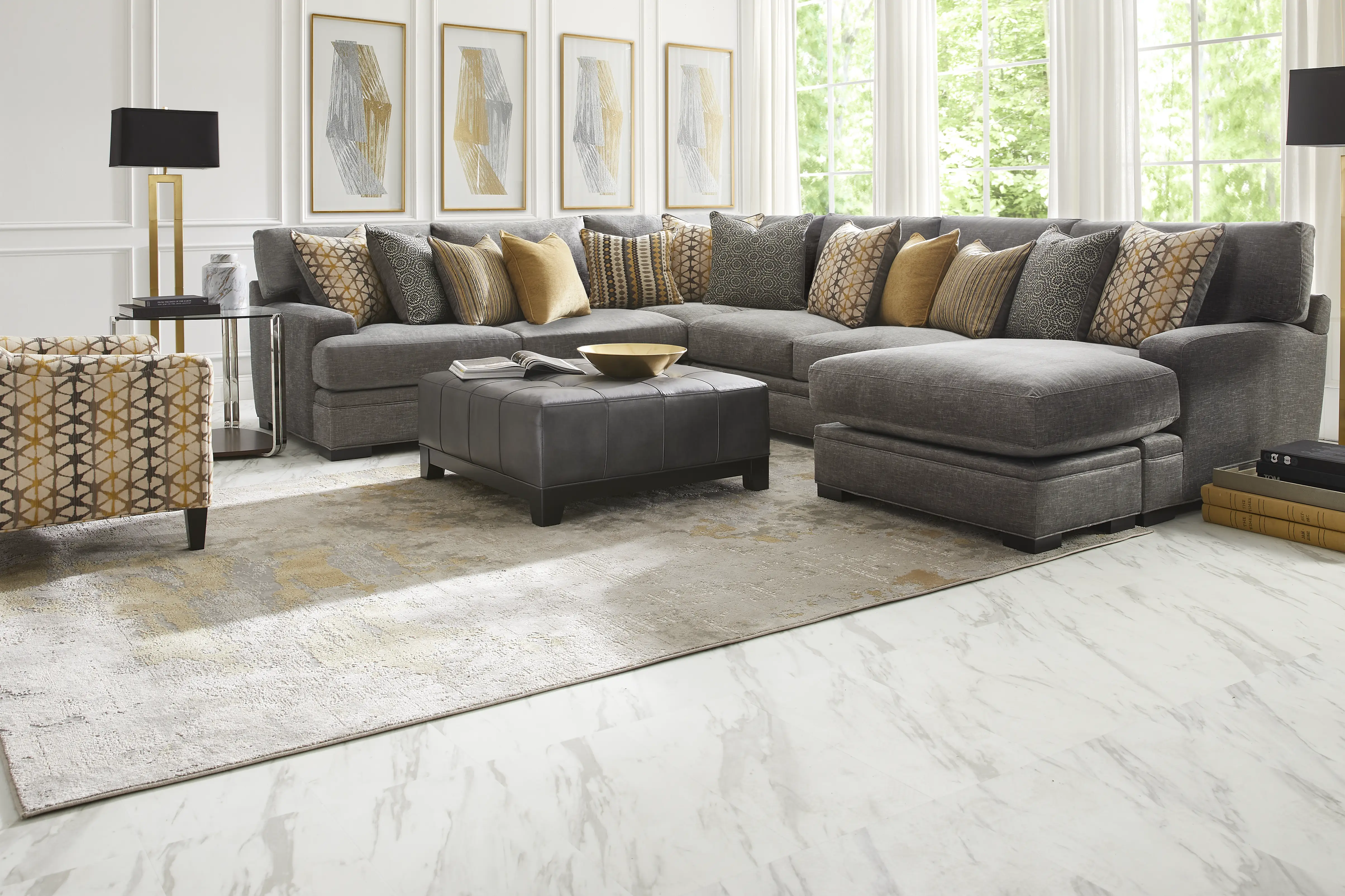 Palm Springs Silver 3 Pc Sectional - Thumbnail - Image 2