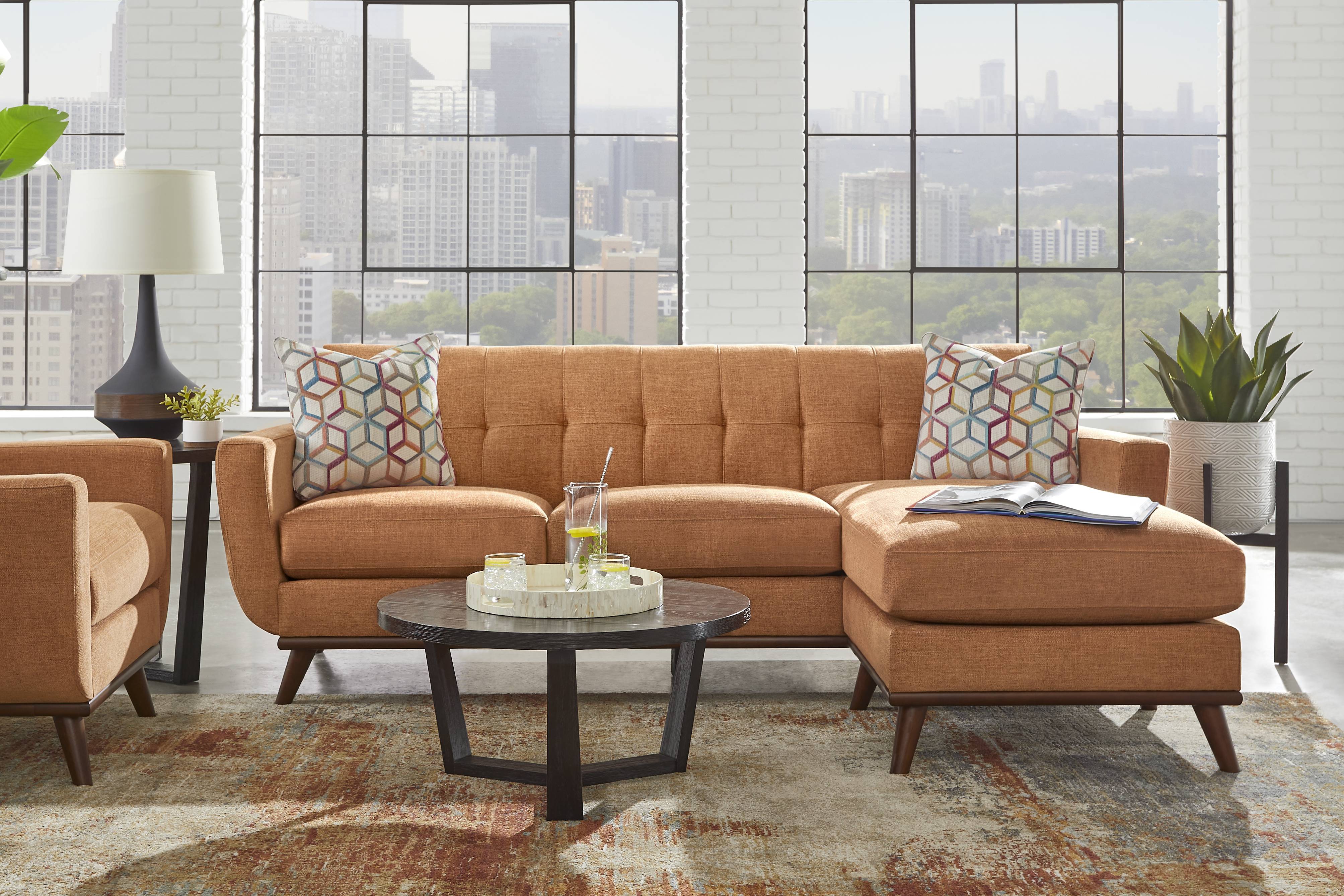 East Side Russet Chaise Sofa