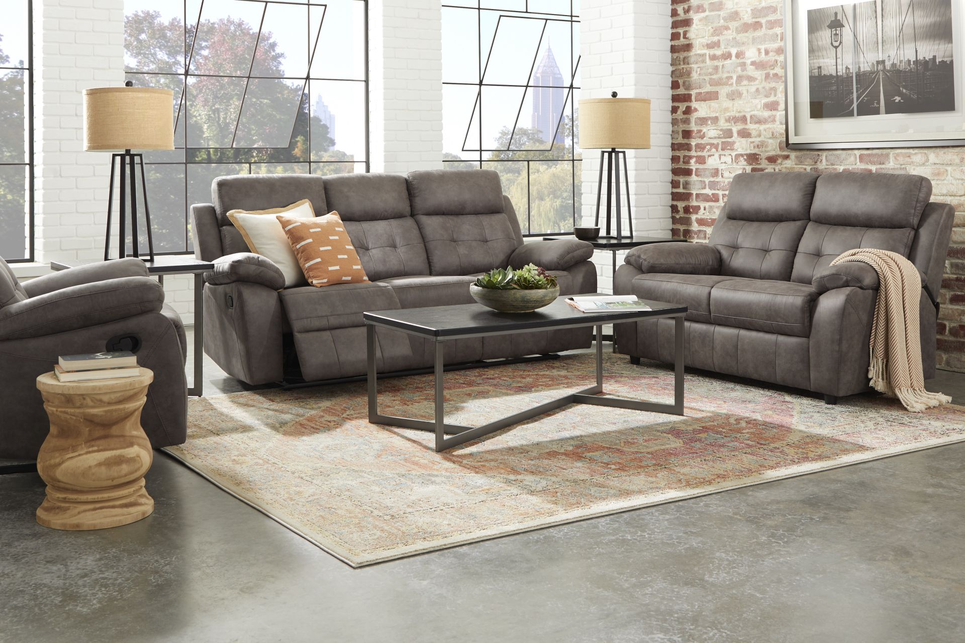 Hanton Heights Slate 5 Pc Living Room with Reclining Sofa - Image 1
