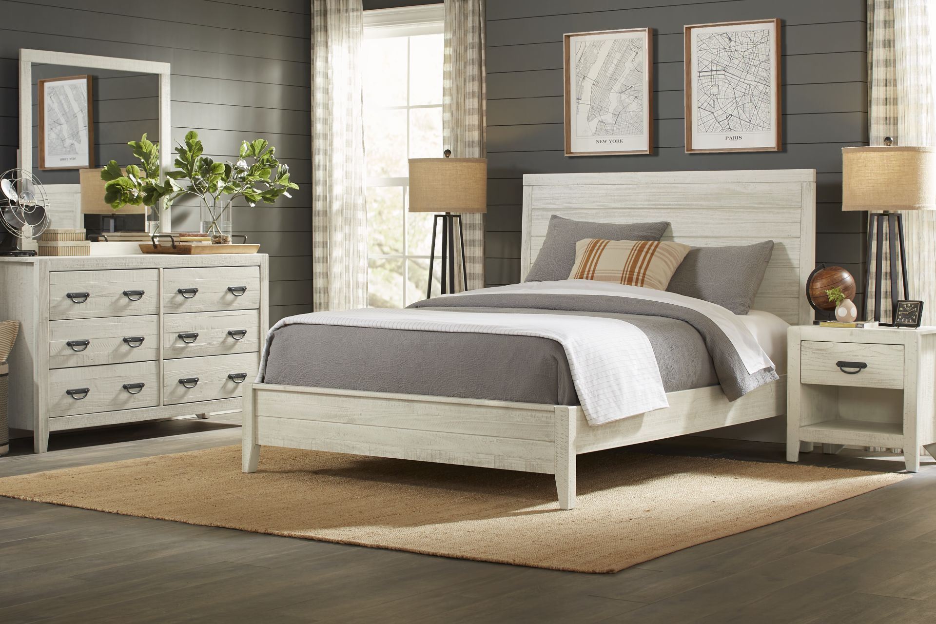 Palm Grove White 5 Pc Queen Panel Bedroom - Image 1