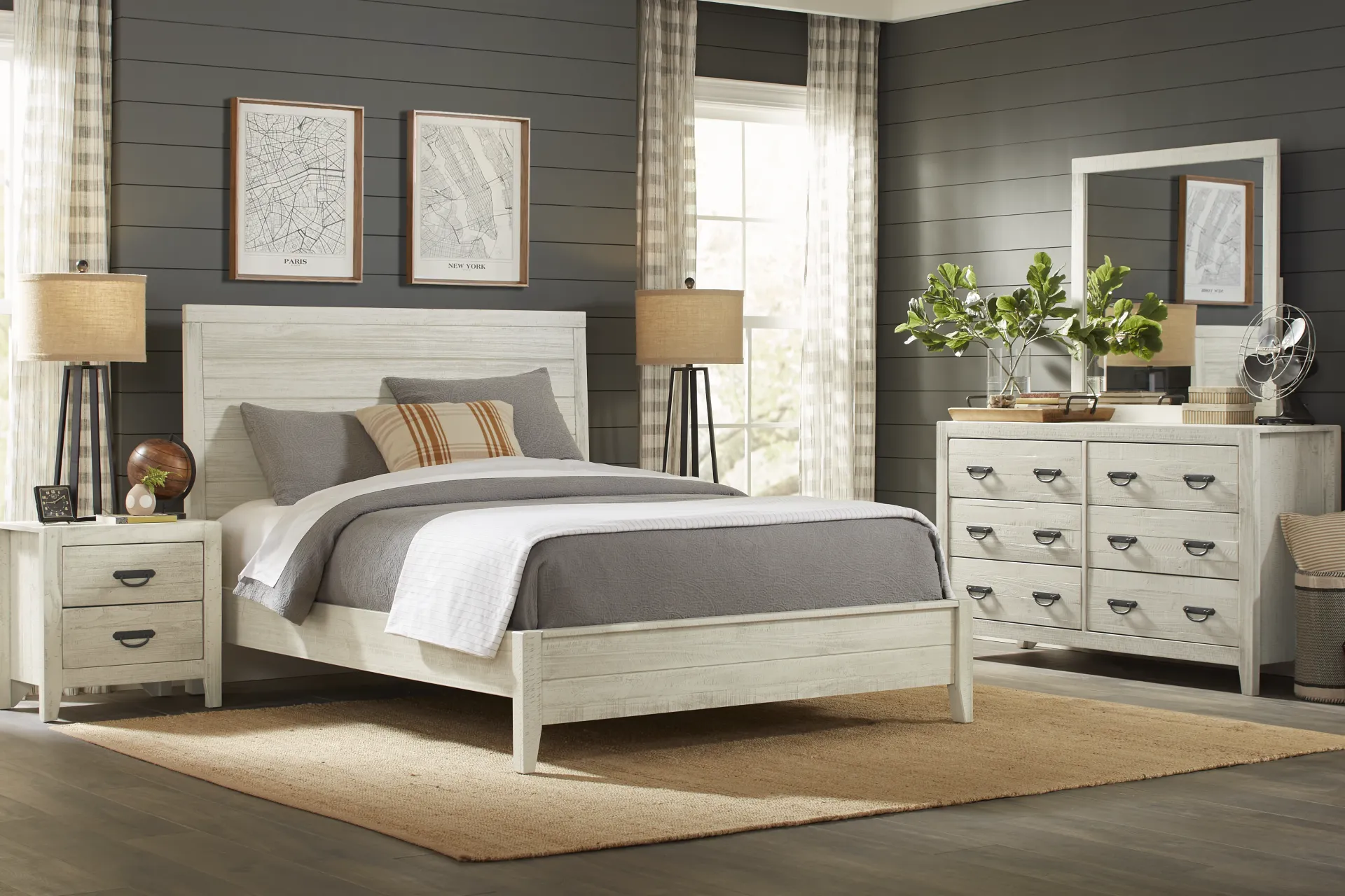 Palm Grove White 3 Pc King Panel Bed - Image 1
