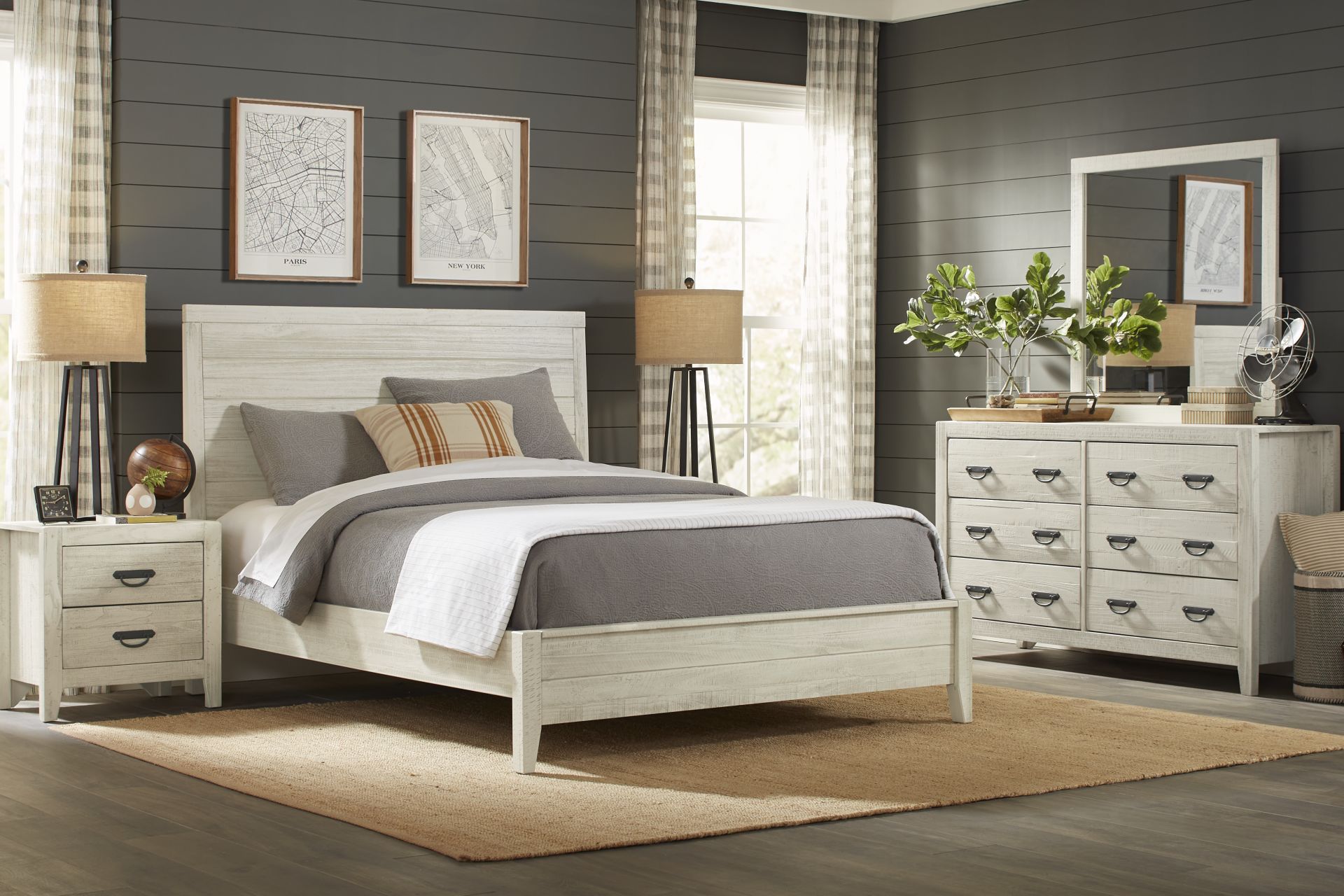 Palm Grove White 7 Pc King Panel Bedroom - Image 1