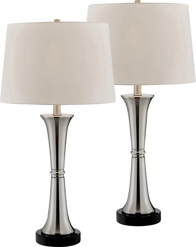 Fieldcrest Point Nickel Table Lamps, Set of 2