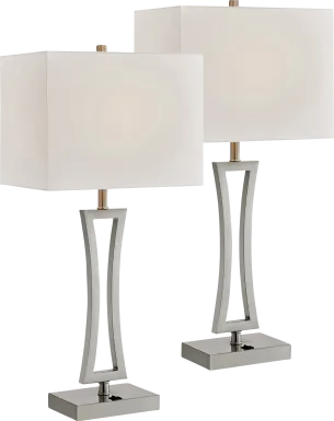 Orleanox Nickel Table Lamps, Set of 2
