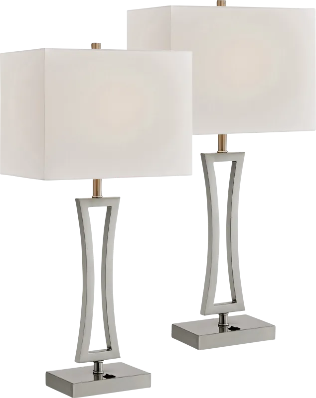 Orleanox Nickel Table Lamps, Set of 2
