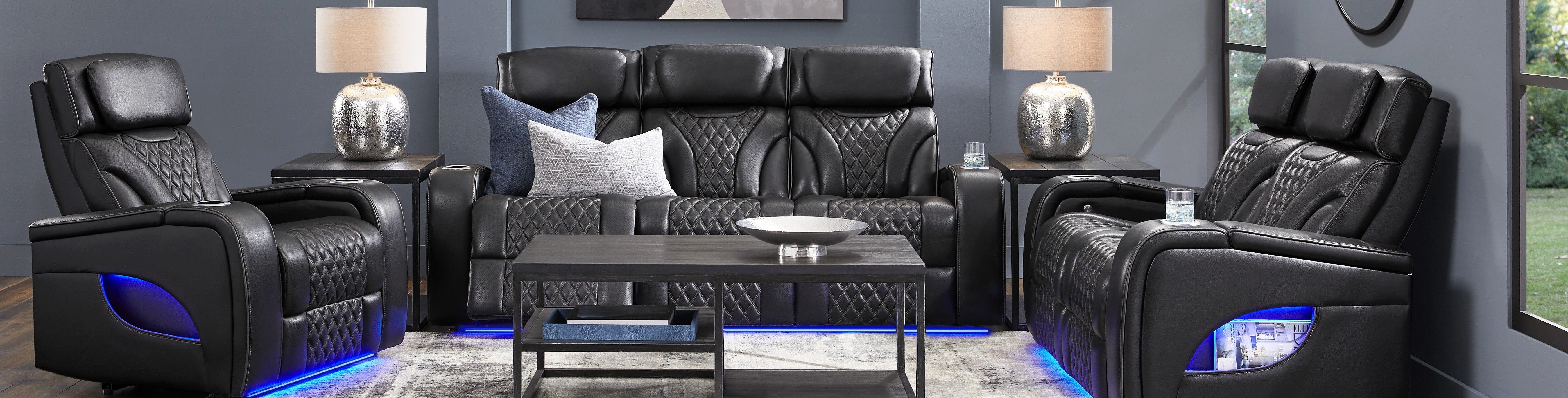 black power recliner sofa and seats