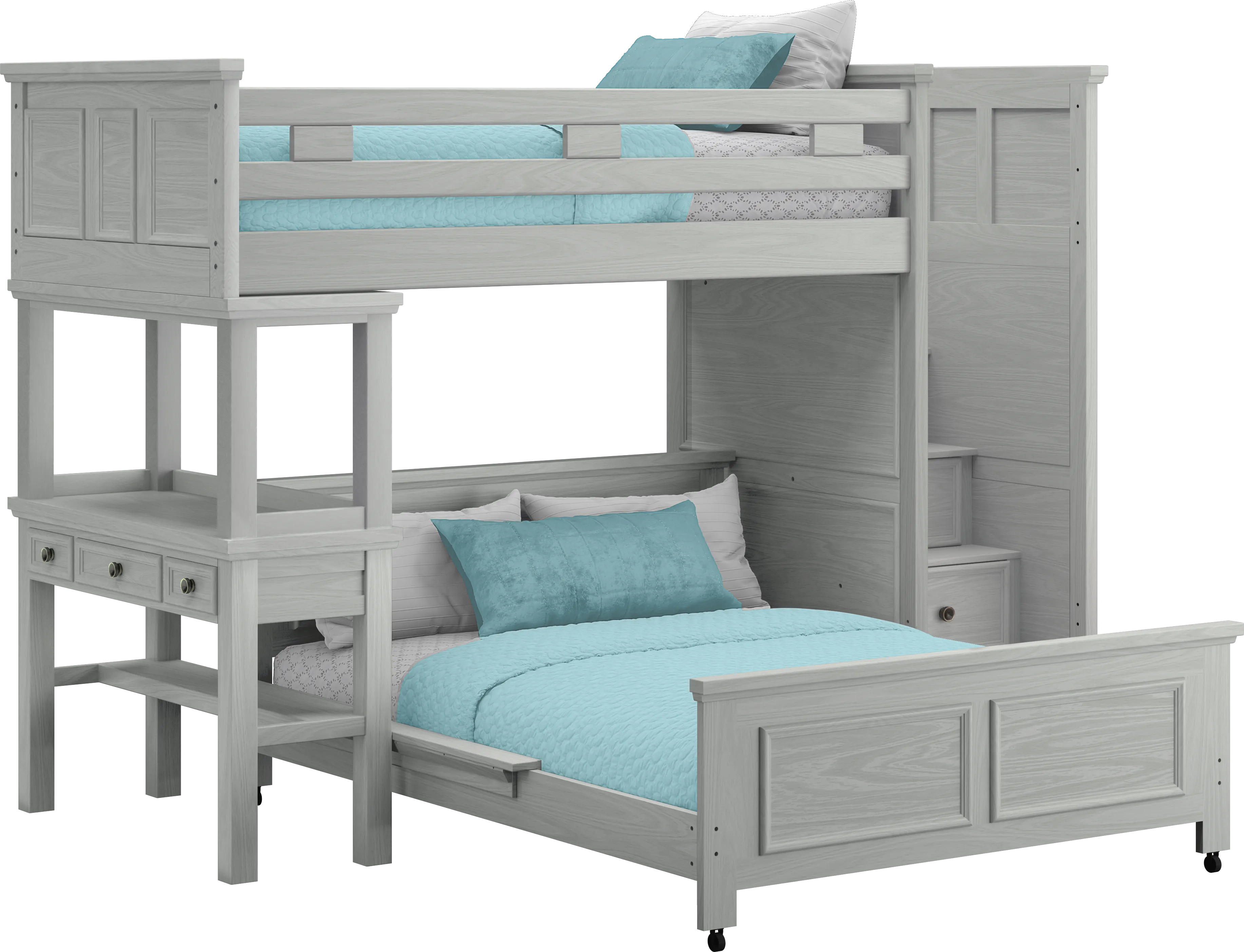 Kids Canyon Lake Ash Gray Twin/Full Step Loft with Desk - Thumbnail - Image 1