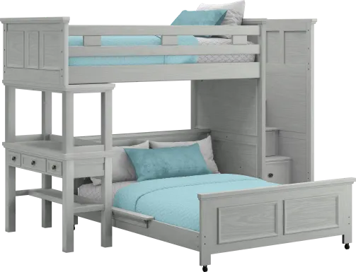 Kids Canyon Lake Ash Gray Twin/Full Step Loft with Desk