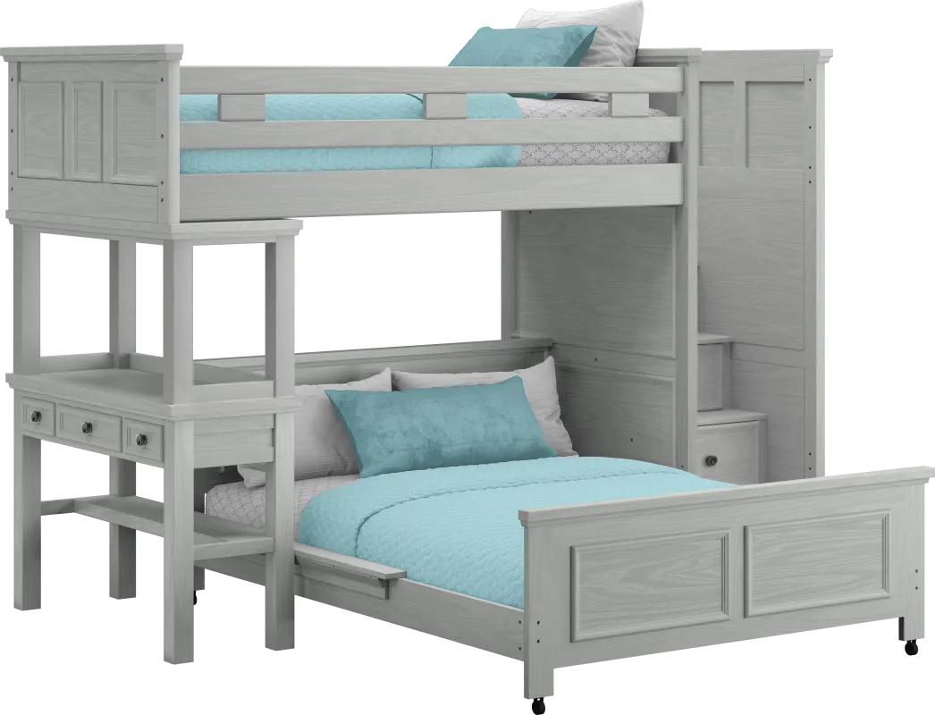 Kids Canyon Lake Ash Gray Twin/Full Step Loft with Desk