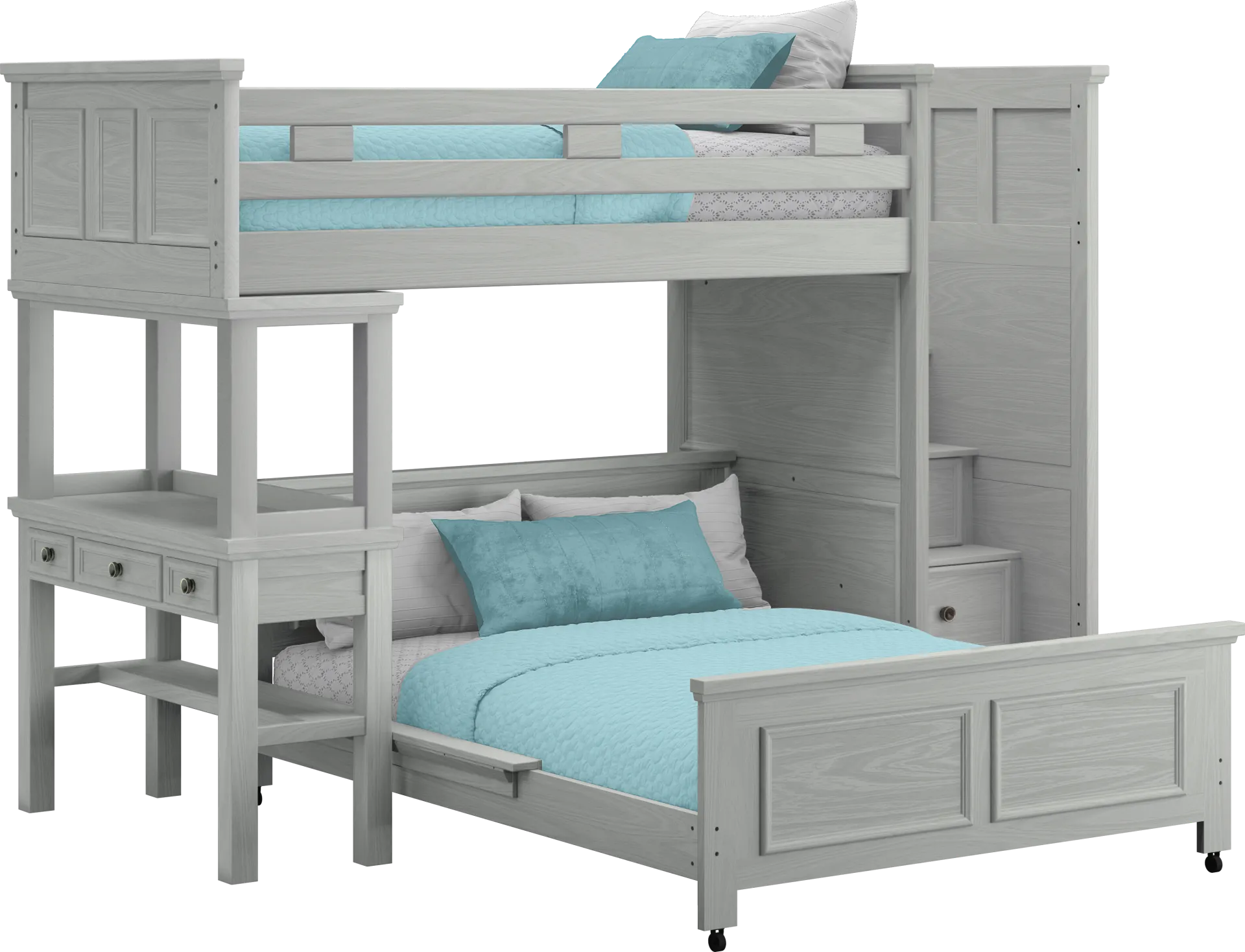 Kids Canyon Lake Ash Gray Twin/Full Step Loft with Desk - Image 1