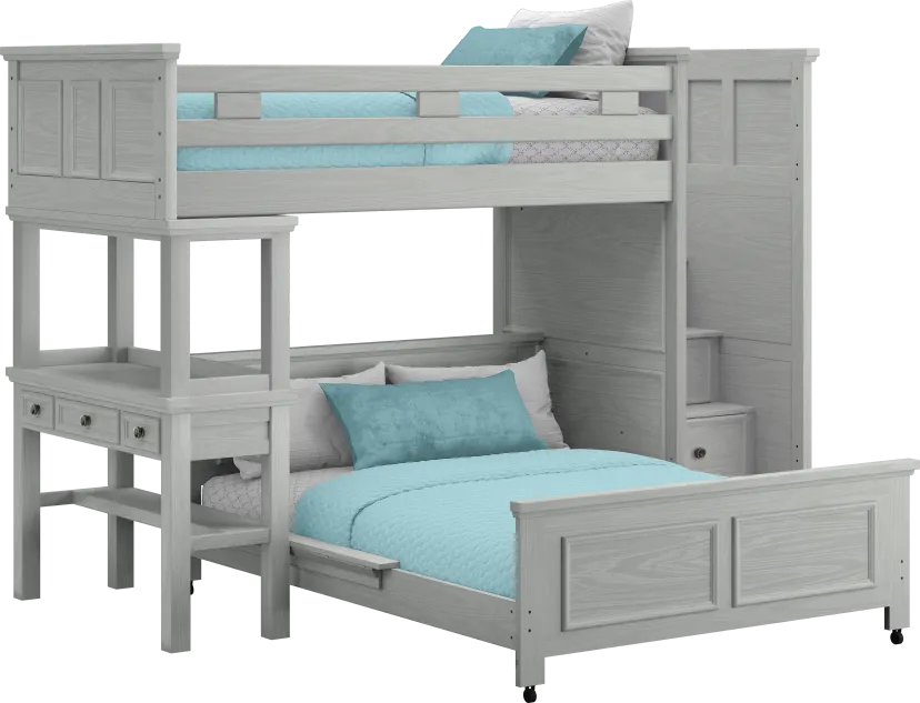 Kids Canyon Lake Ash Gray Twin/Full Step Loft with Desk