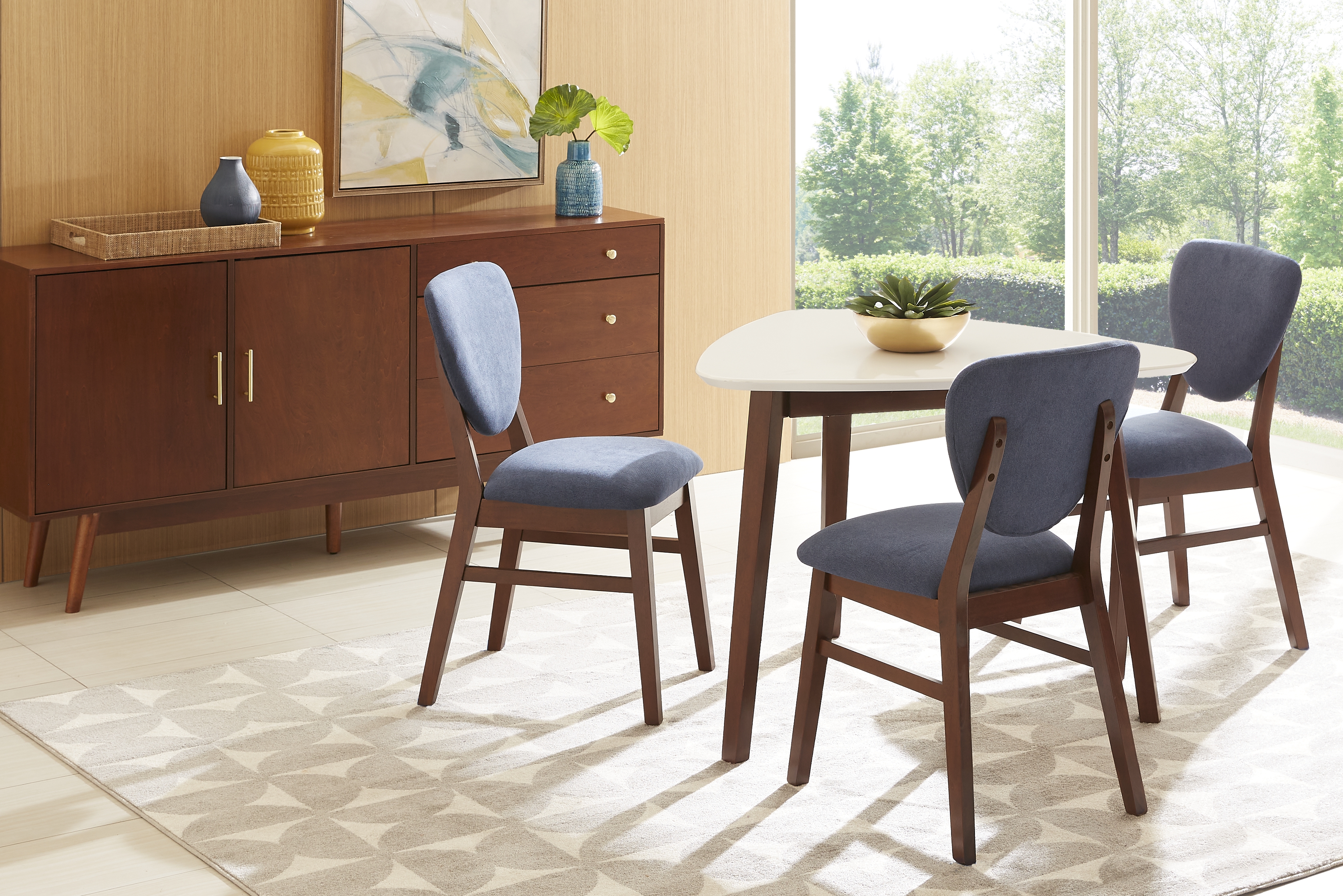 Melodina White 4 Pc Dining Room with Sky Chairs - Thumbnail - Image 1