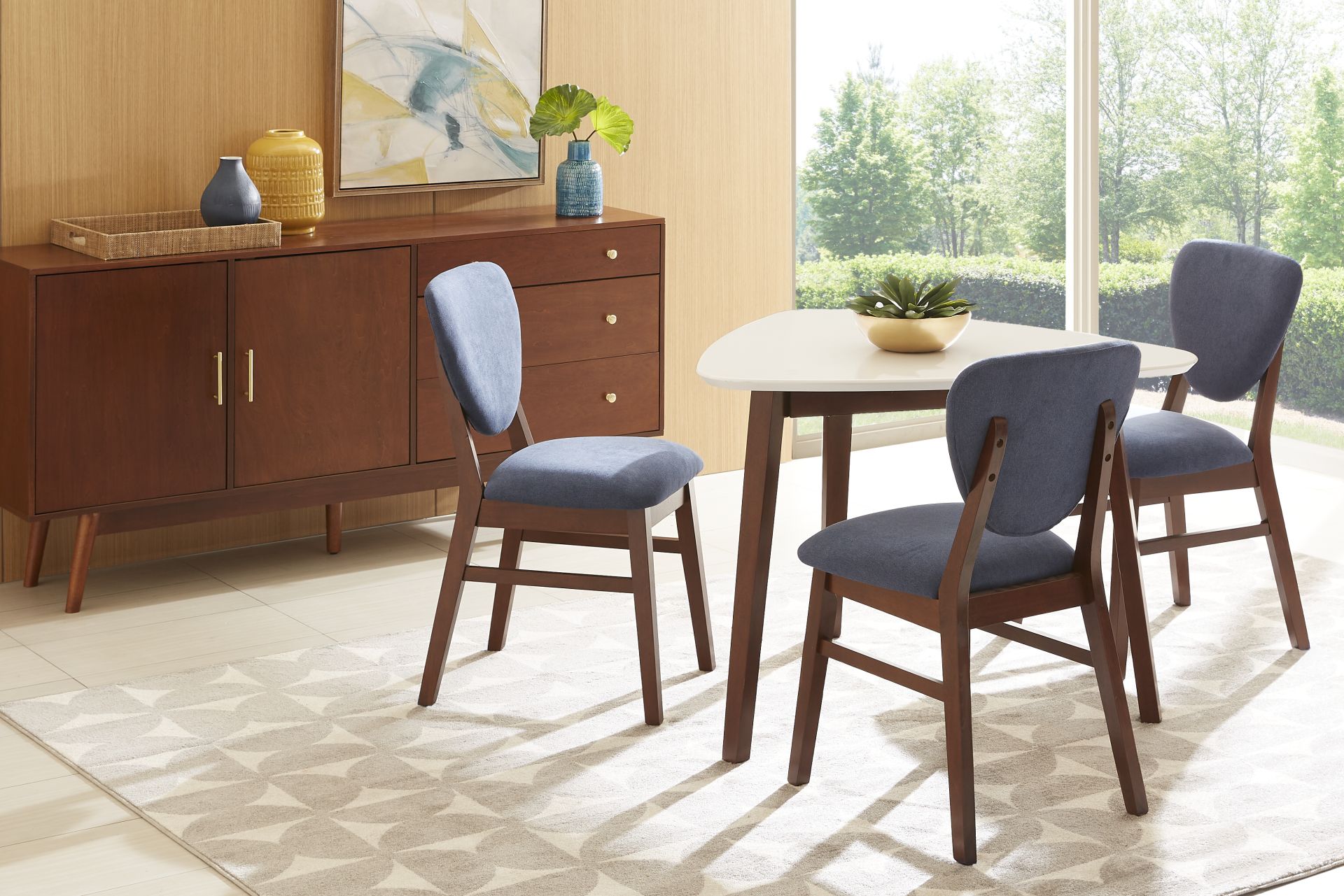 Melodina White 4 Pc Dining Room with Sky Chairs - Image 1