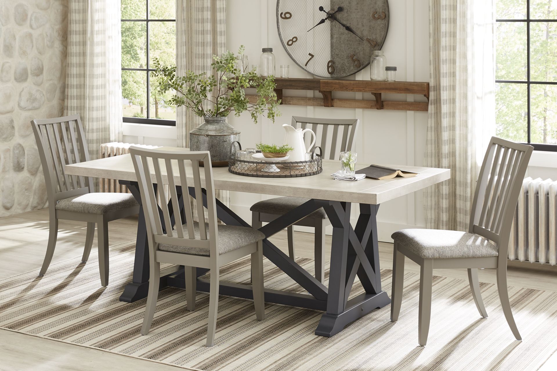 Hilton Head Graphite 5 Pc Trestle Dining Room with Gray Chairs - Image 1