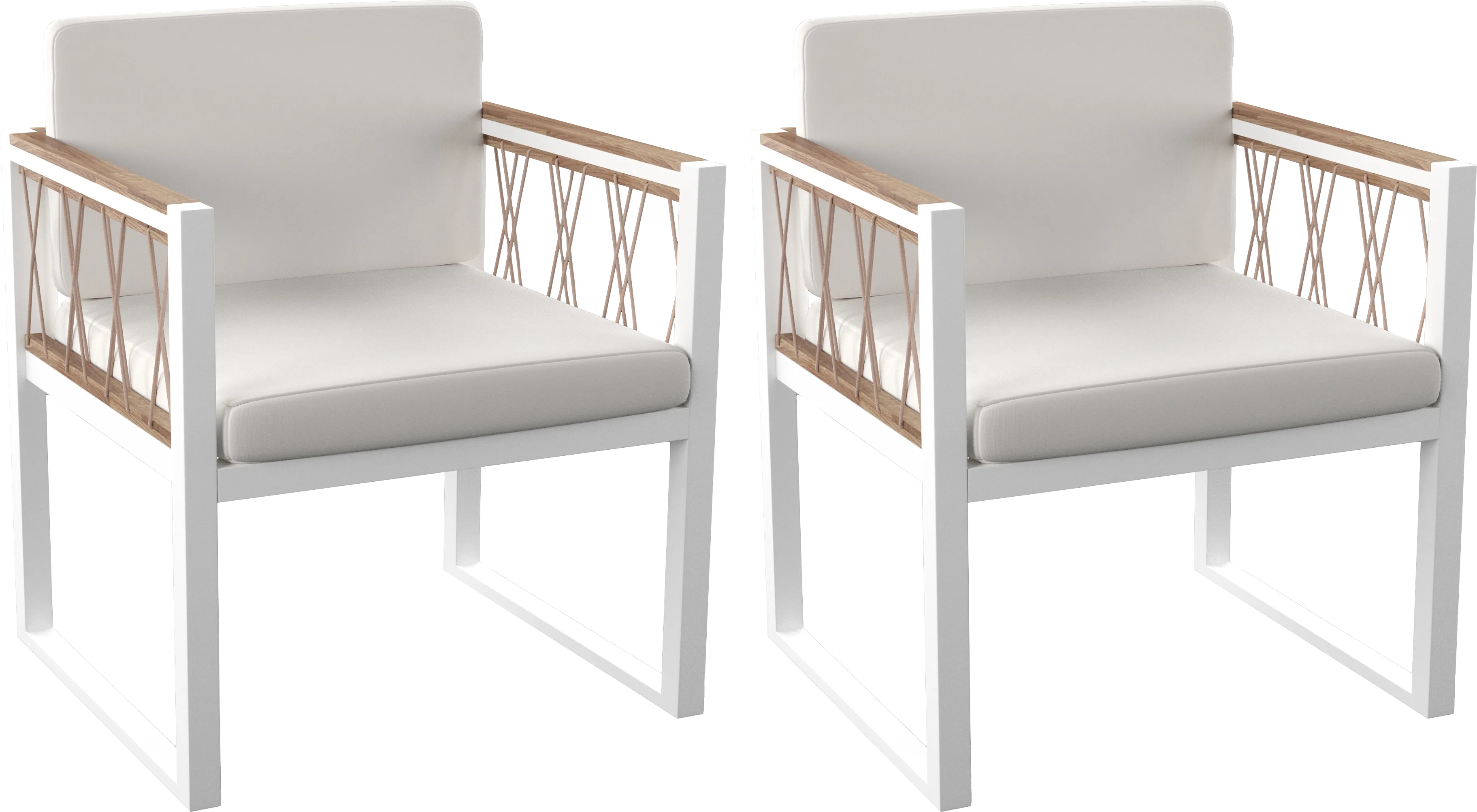 Outdoor Aldwell White Accent Chair, Set of 2 - Thumbnail - Image 1