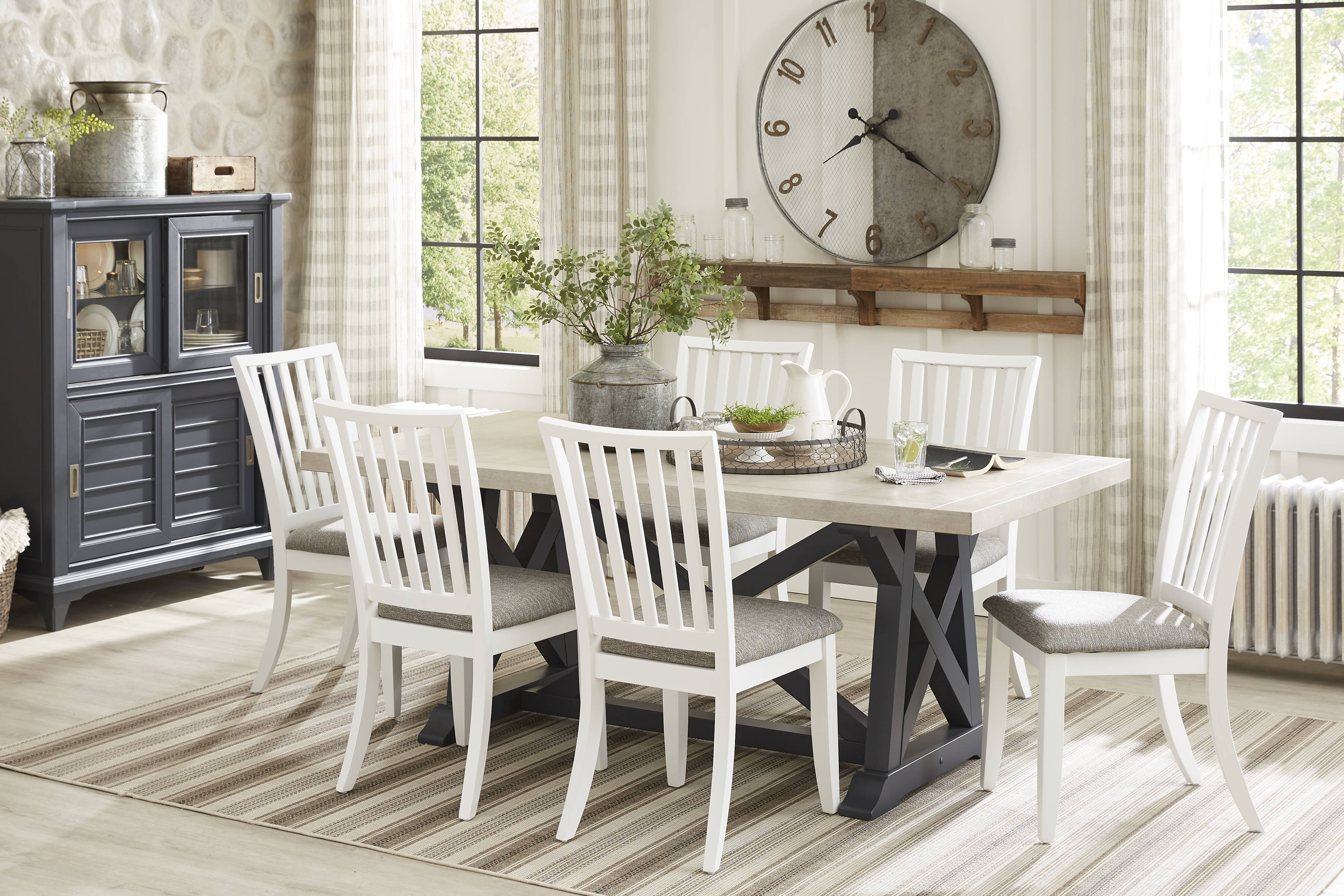 Hilton Head Graphite 5 Pc Trestle Dining Room with White Chairs - Thumbnail - Image 1