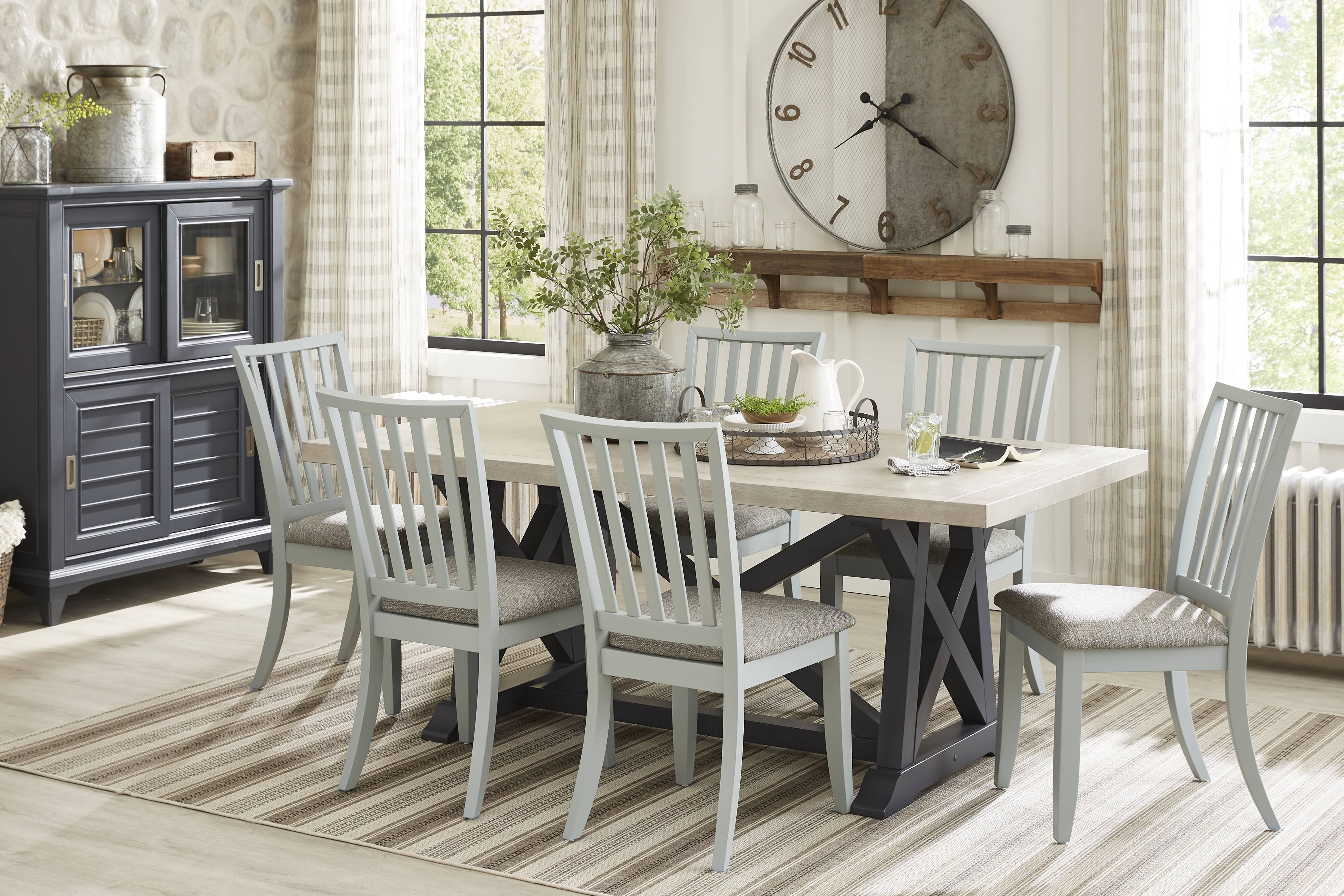 Hilton Head Graphite 5 Pc Trestle Dining Room with Mint Chairs - Thumbnail - Image 1