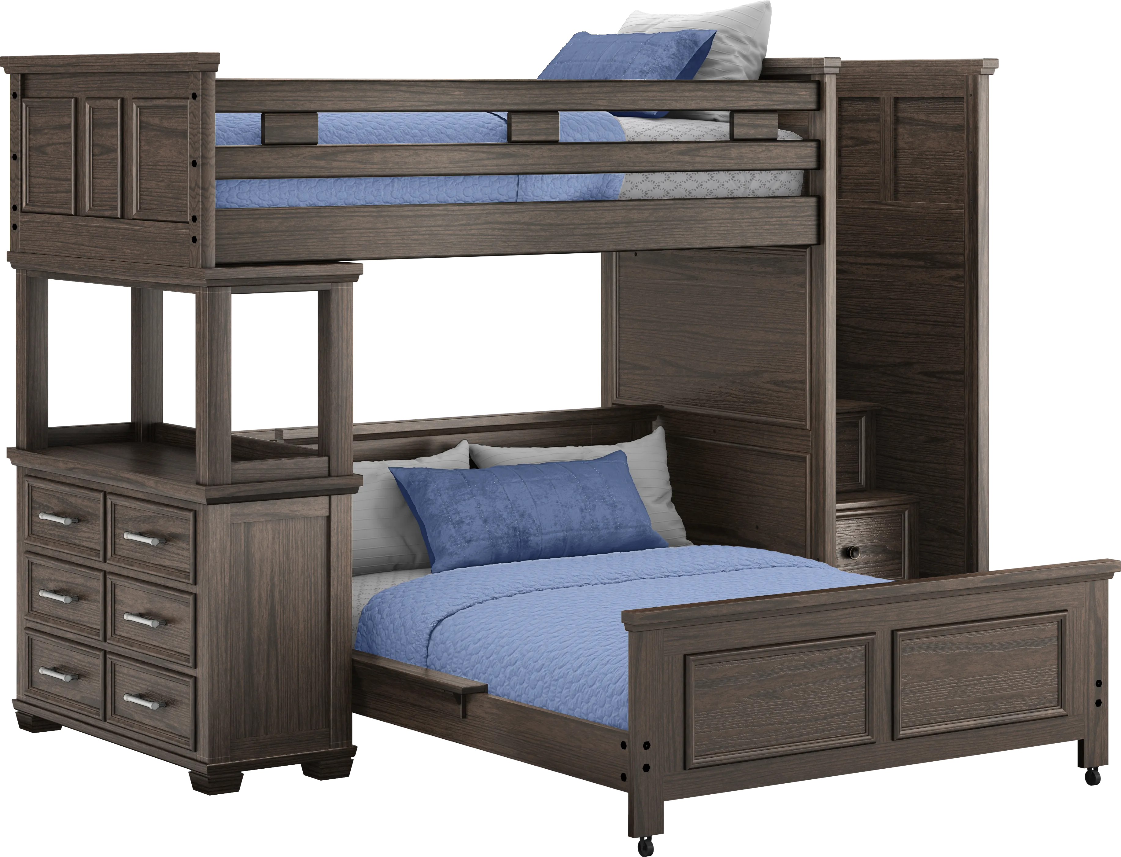 Kids Canyon Lake Java Twin/Full Step Loft with Dresser - Thumbnail - Image 1