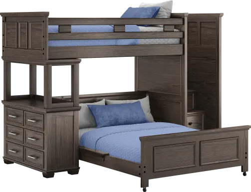 Kids Canyon Lake Java Twin/Full Step Loft with Dresser