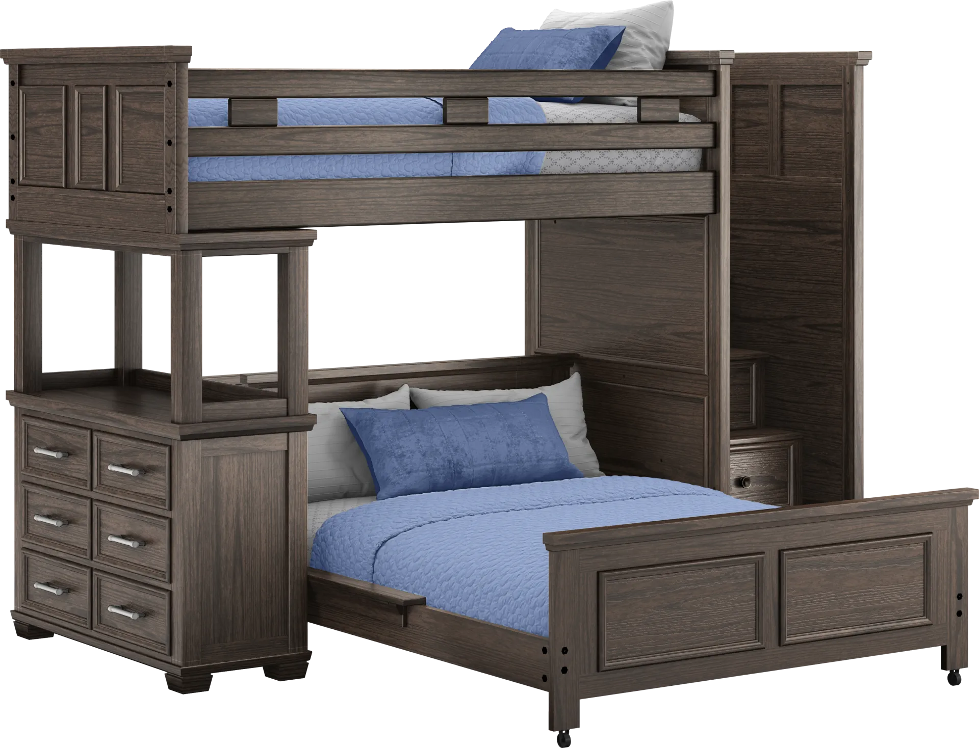 Kids Canyon Lake Java Twin/Full Step Loft with Dresser - Image 1