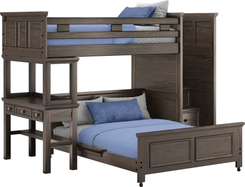 Kids Canyon Lake Java Twin/Full Step Loft with Desk