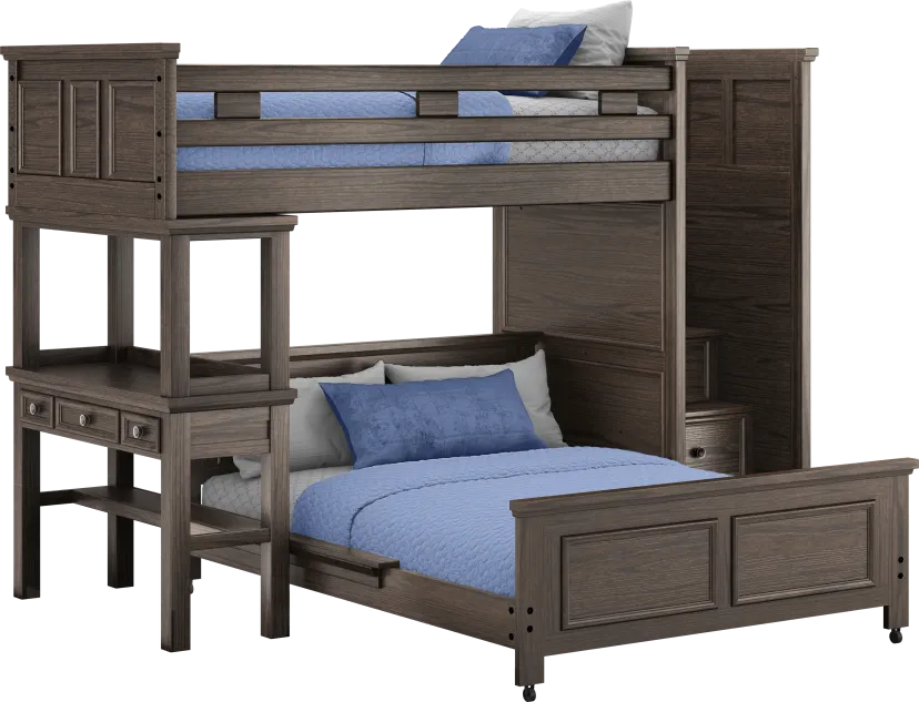Kids Canyon Lake Java Twin/Full Step Loft with Desk