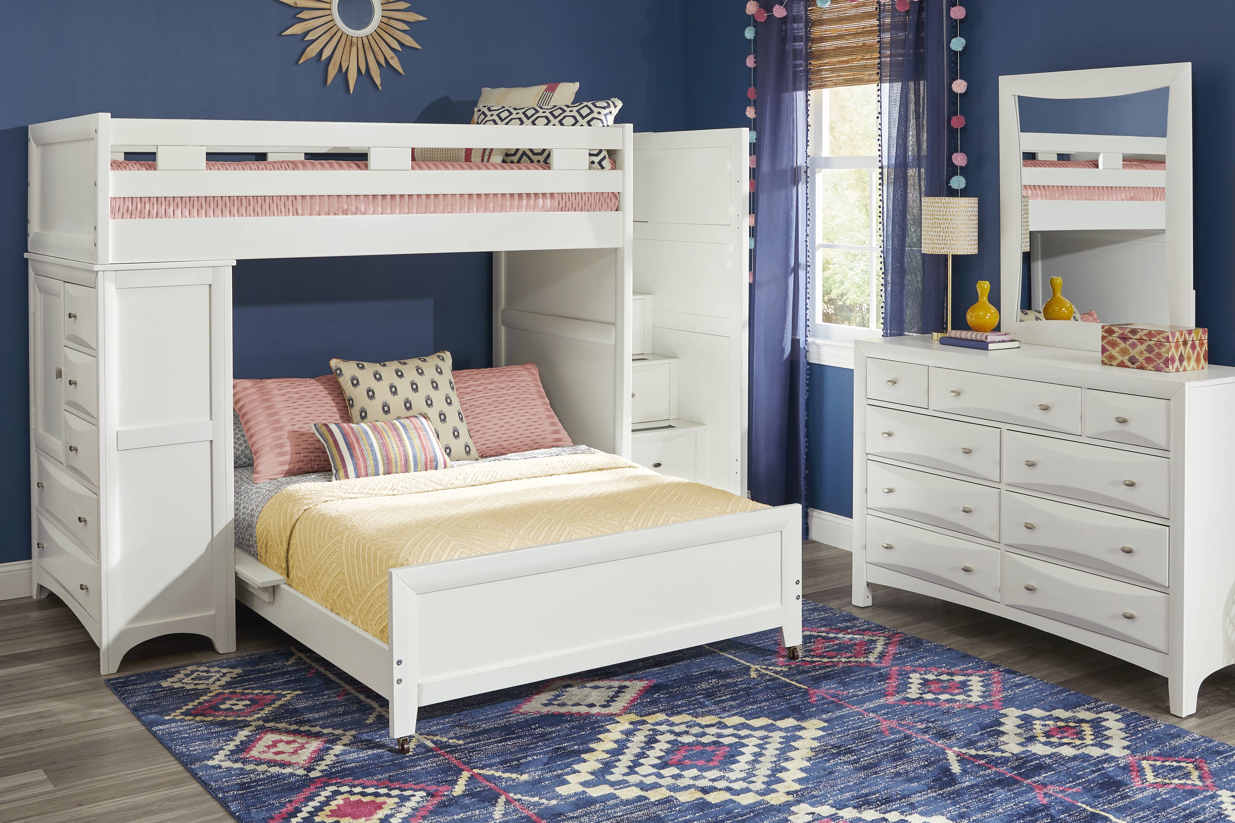 Ivy League 2.0 White Twin/Twin Step Loft with Chest - Thumbnail - Image 2