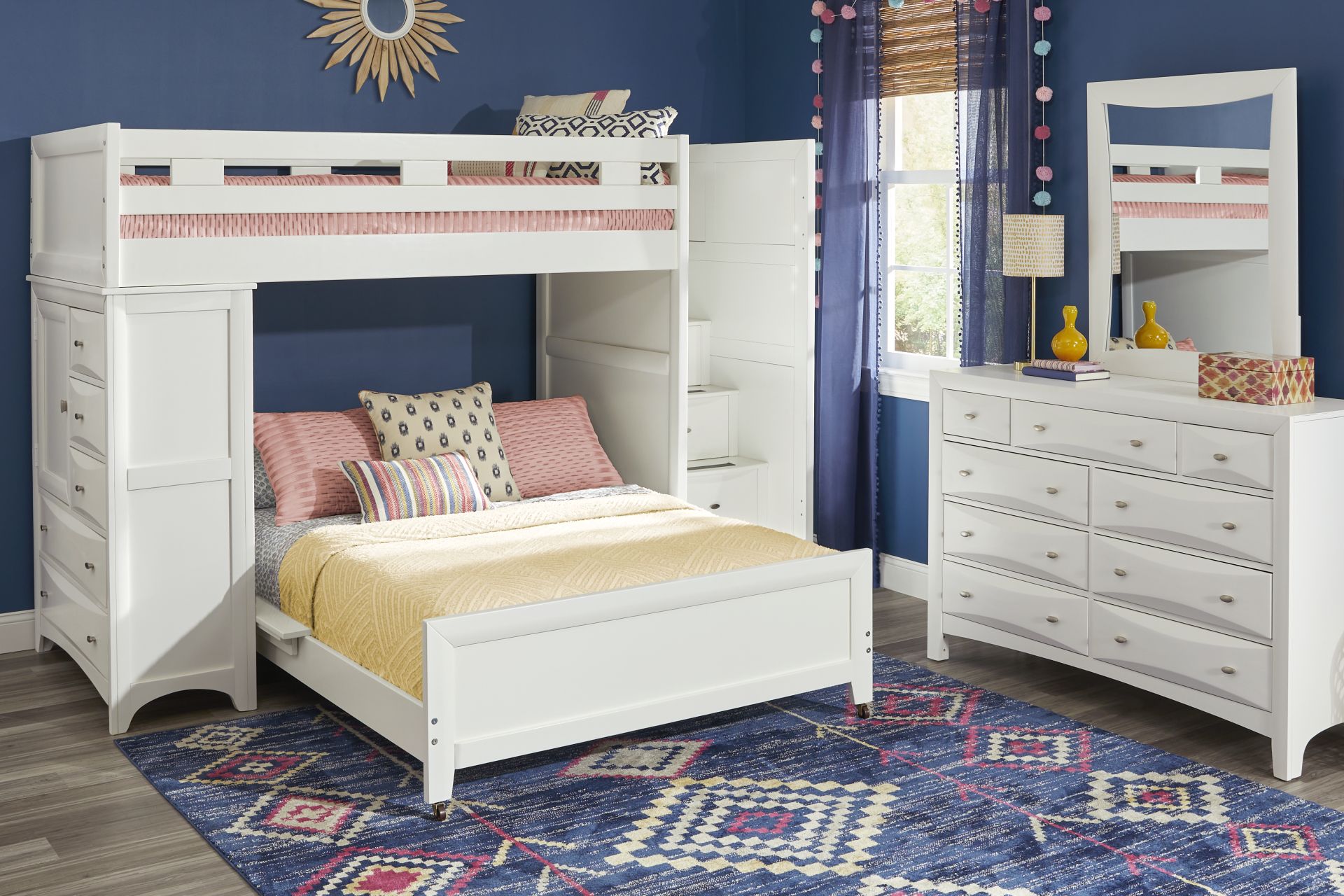 Ivy League 2.0 White Twin/Twin Step Loft with Chest - Image 2