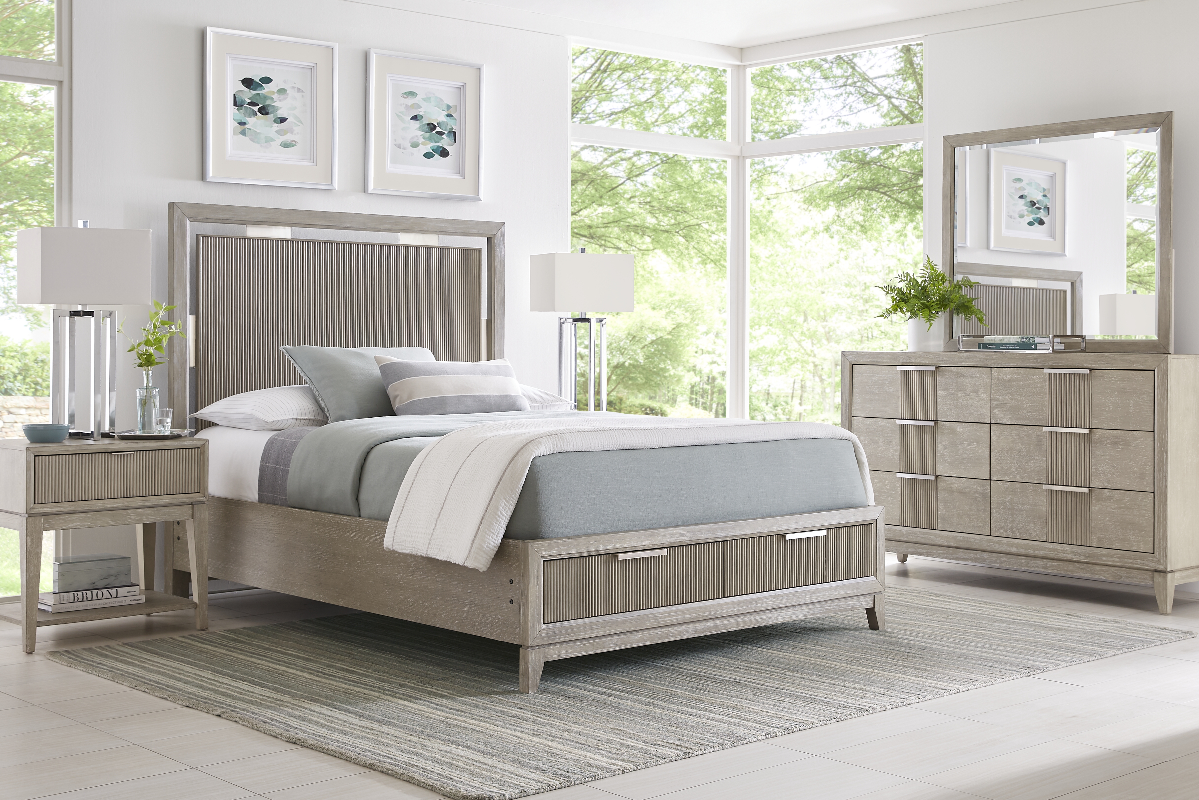 Bellante Gray 7 Pc Queen Panel Bedroom with Storage - Thumbnail - Image 1