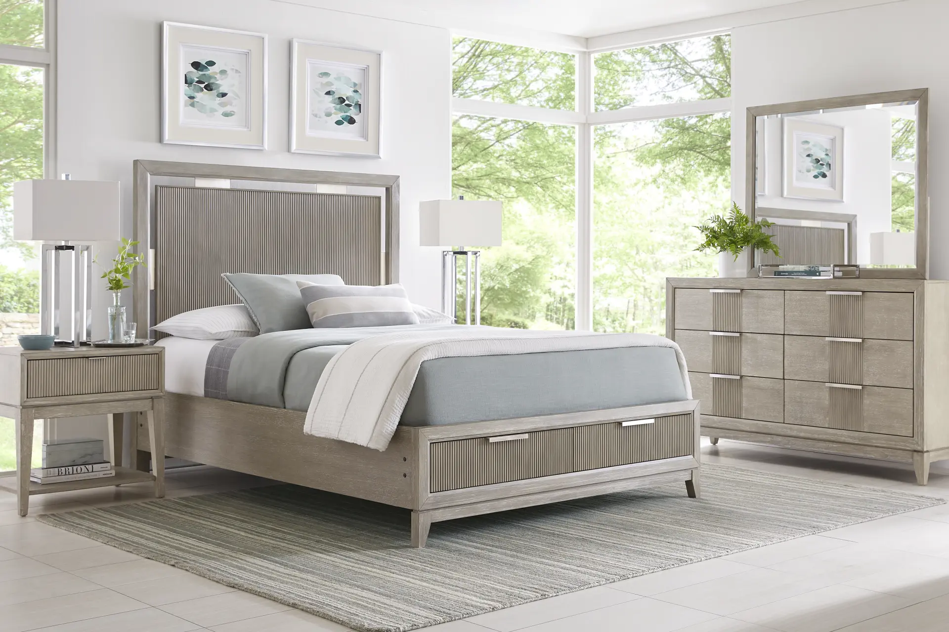 Bellante Gray 7 Pc Queen Panel Bedroom with Storage