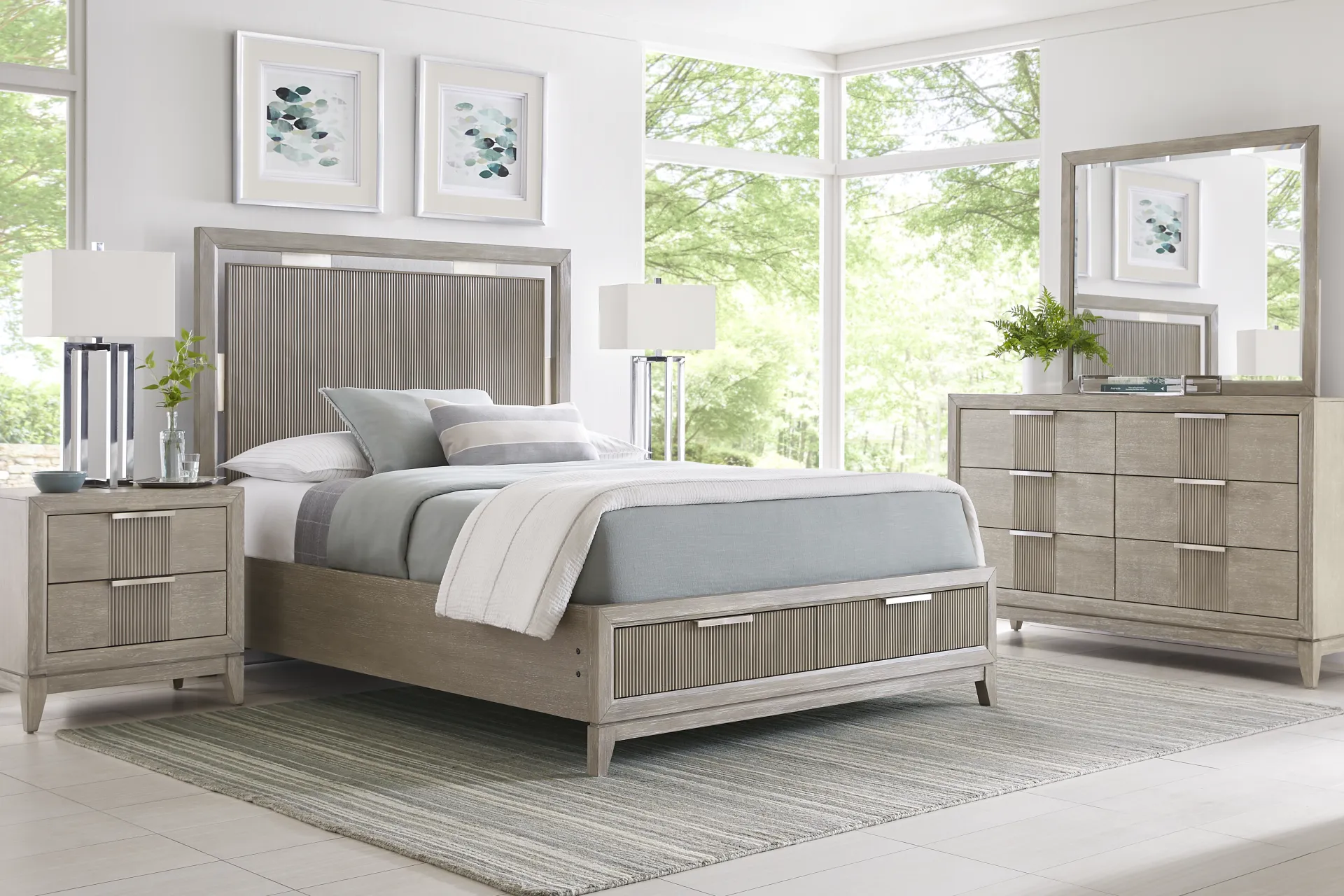 Bellante Gray 3 Pc King Panel Bed with Storage - Image 1