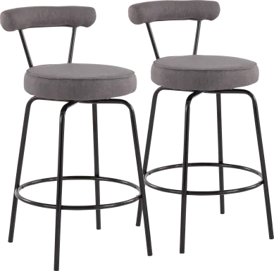 Orangethorpe Charcoal Counter Height Stool, Set of 2