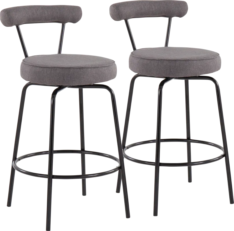 Orangethorpe Charcoal Counter Height Stool, Set of 2
