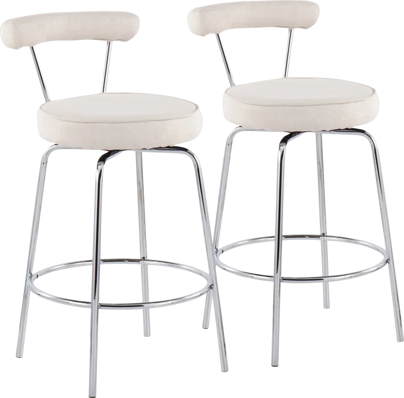 Orangethorpe Cream Counter Height Stool, Set of 2