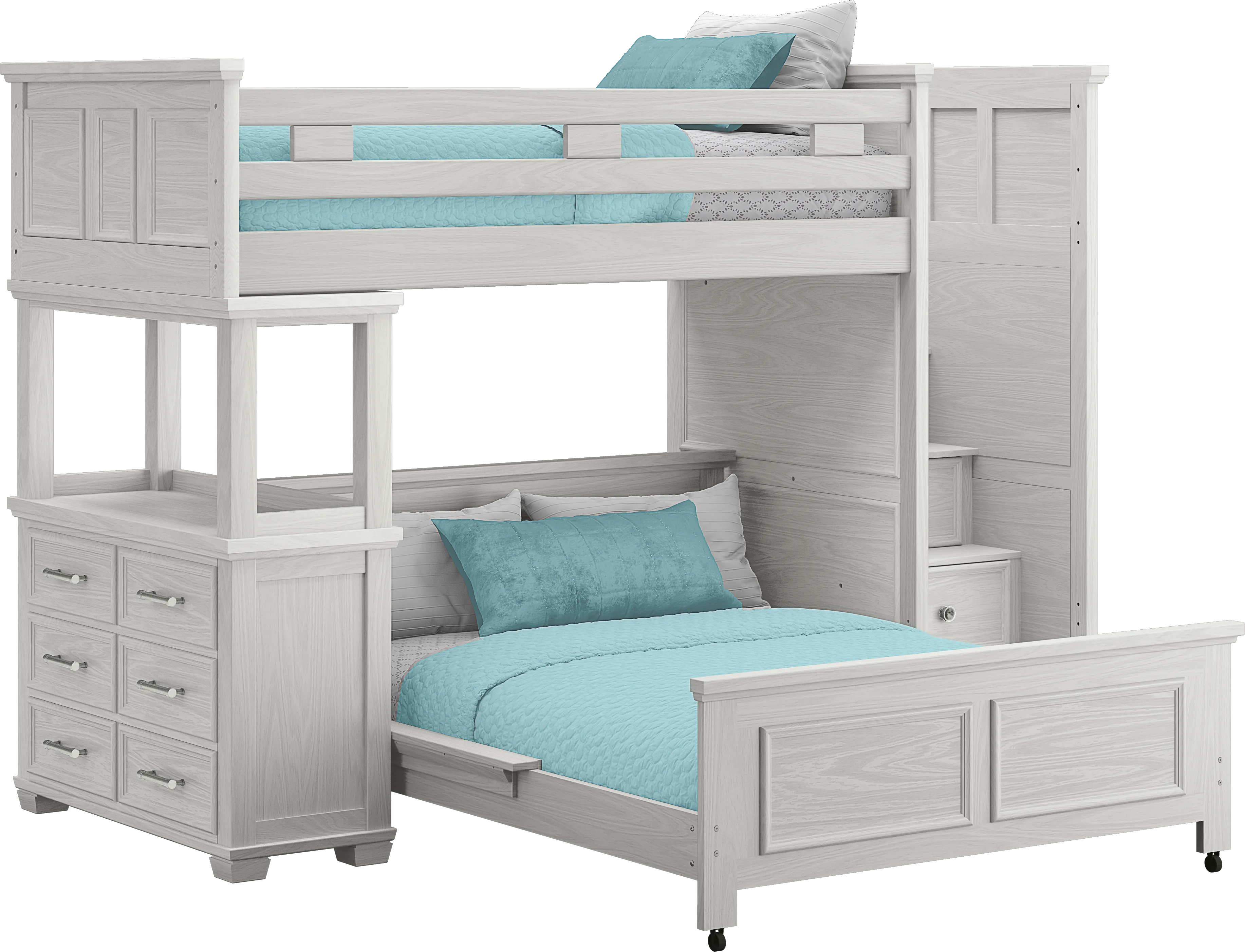 Kids Canyon Lake Ash Gray Twin/Full Step Loft with Dresser - Thumbnail - Image 1