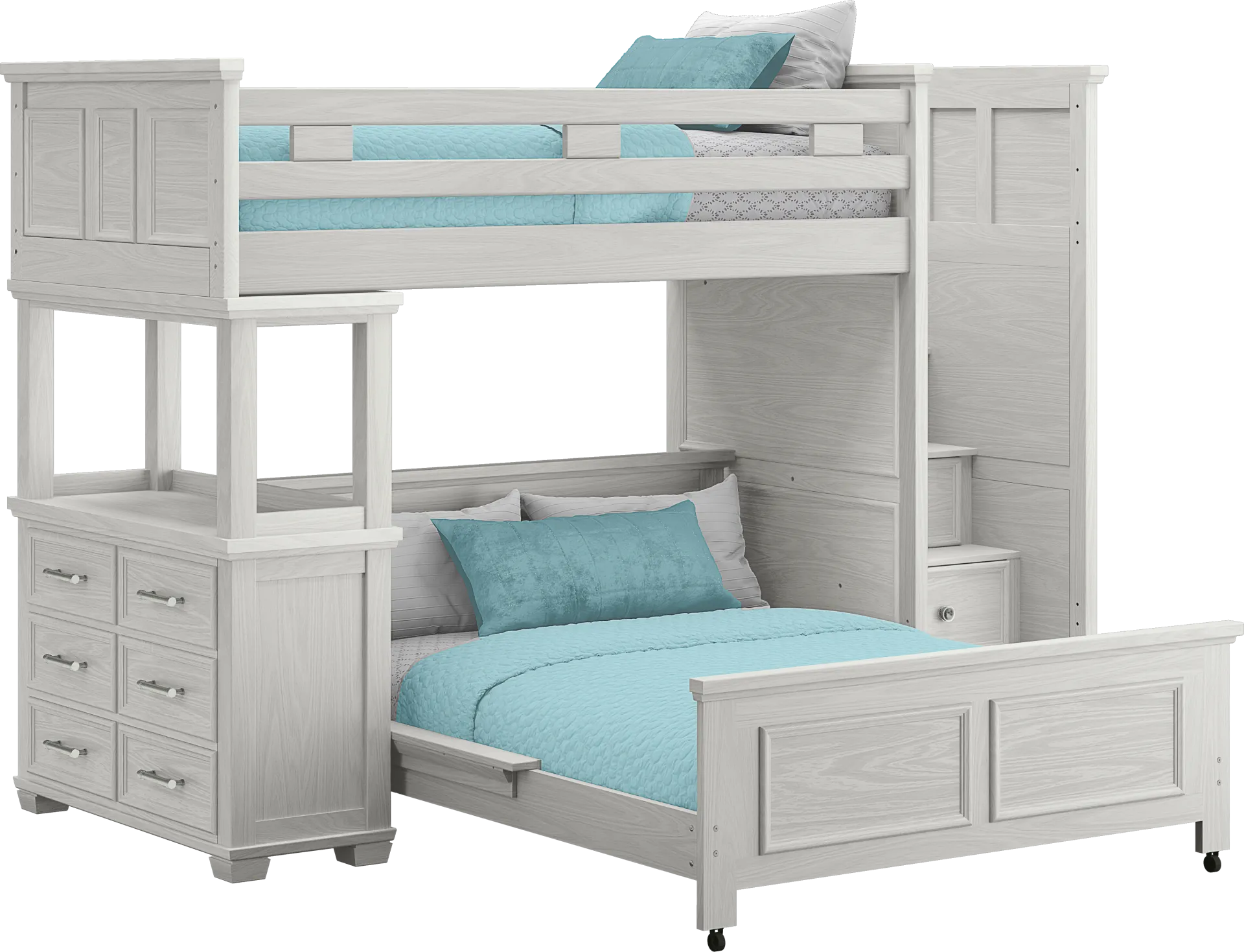 Kids Canyon Lake Ash Gray Twin/Full Step Loft with Dresser - Image 1