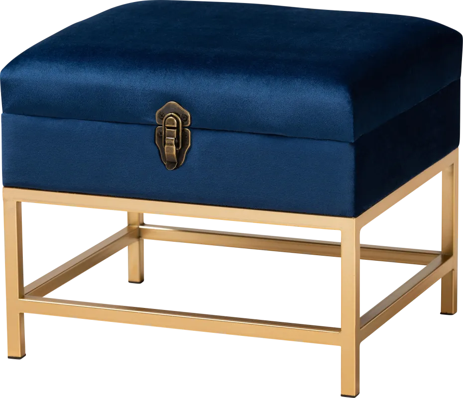 Wiltz Blue Storage Accent Ottoman