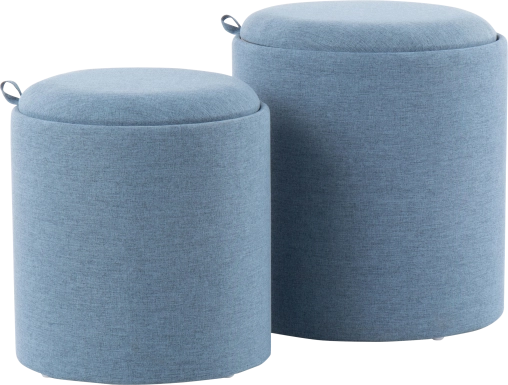 Traymore Blue Ottoman, Set of 2