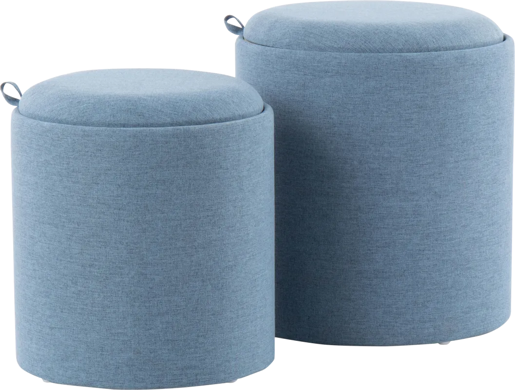 Traymore Blue Ottoman, Set of 2