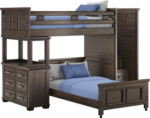 Kids Canyon Lake Java Twin/Twin Step Loft with Dresser