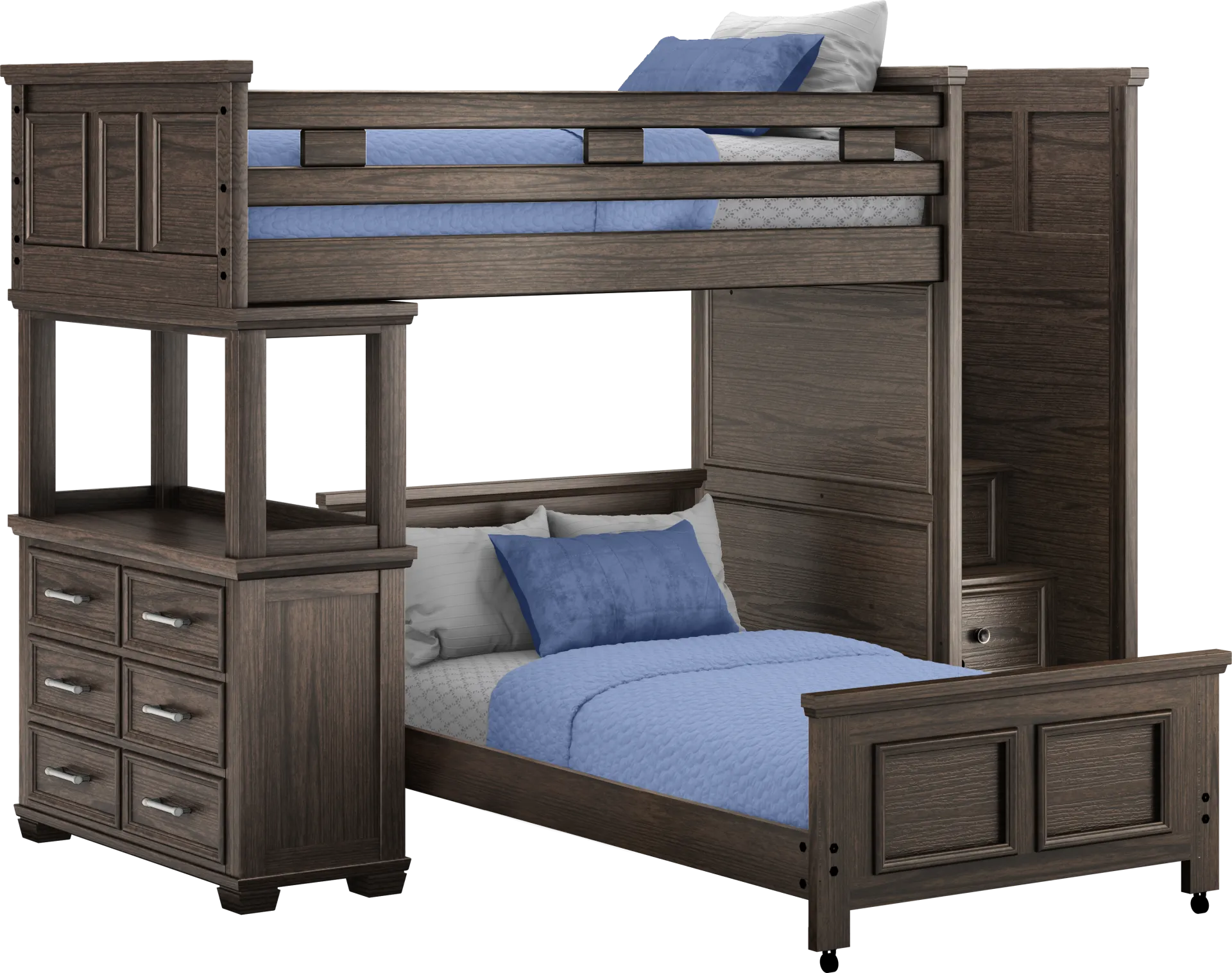 Kids Canyon Lake Java Twin/Twin Step Loft with Dresser - Image 1